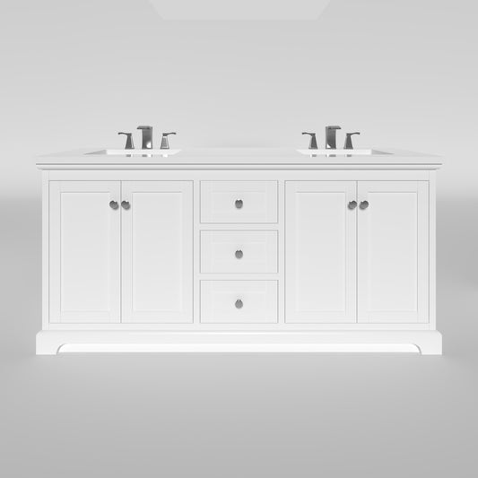 Marietta 71.5 inch Double Bathroom Vanity in White- Cabinet Only Atlanta Vanity & Bathworks