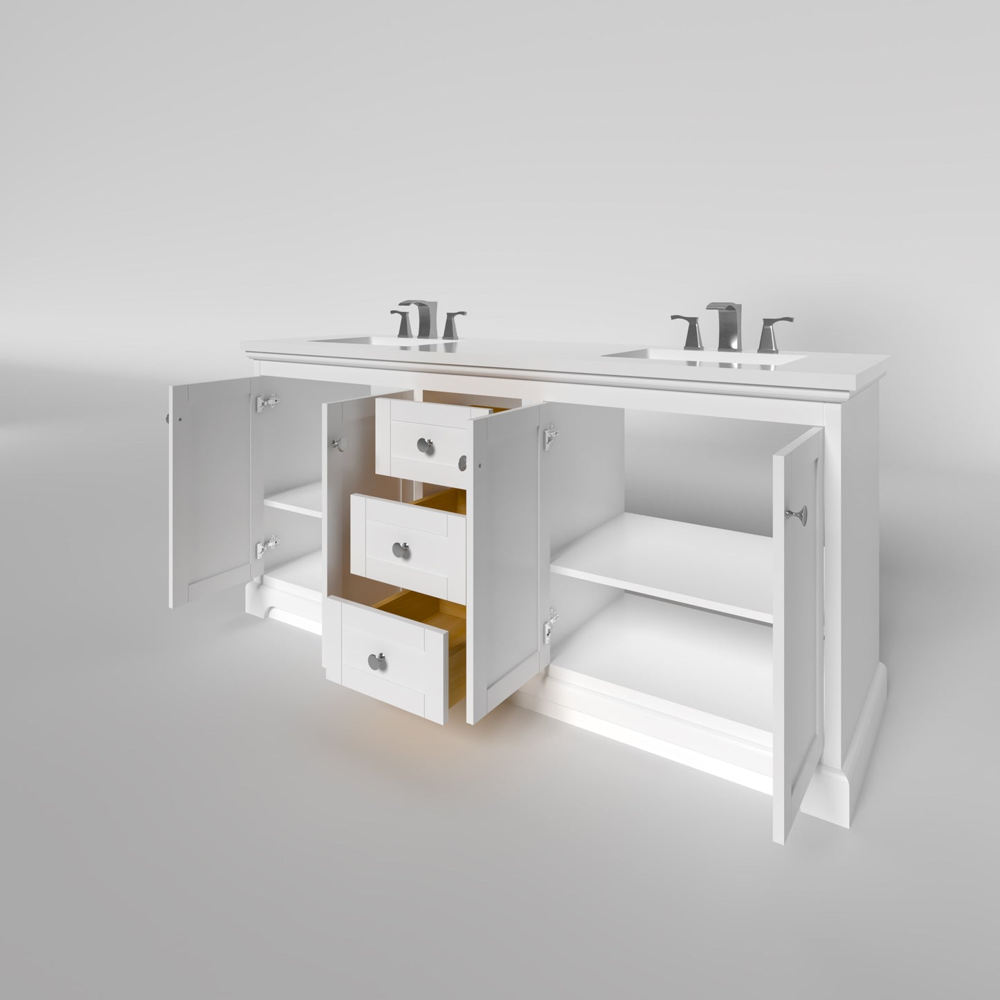 Marietta 71.5 inch Double Bathroom Vanity in White- Cabinet Only Atlanta Vanity & Bathworks