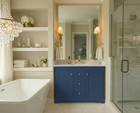 Marietta 41.5 inch Single Bathroom Vanity in Dark Blue - Cabinet Only