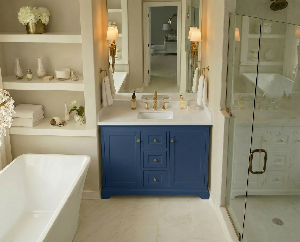 Marietta 41.5 inch Single Bathroom Vanity in Dark Blue - Cabinet Only