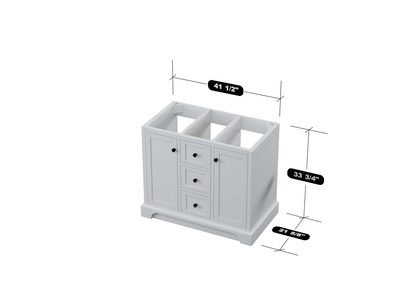 Marietta 41.5 inch Single Bathroom Vanity in White - Cabinet Only Atlanta Vanity & Bathworks