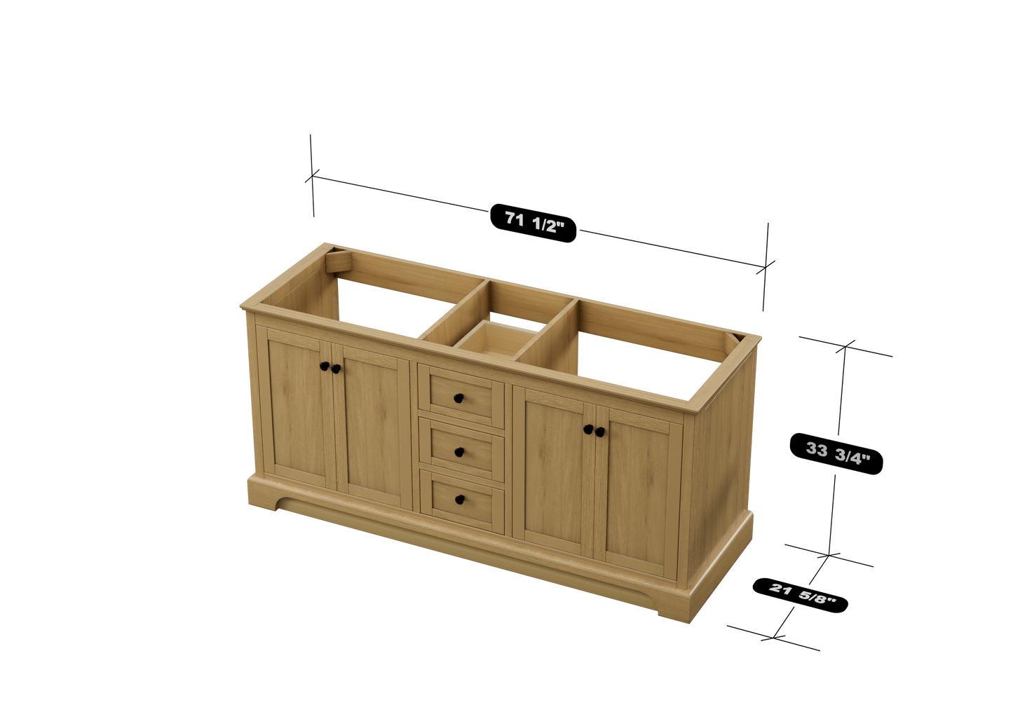 Marietta 71.5 inch Double Bathroom Vanity in Desert Oak - Cabinet Only Atlanta Vanity & Bathworks