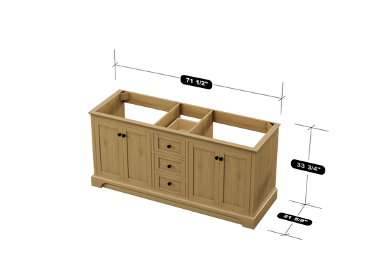 Marietta 71.5 inch Double Bathroom Vanity in Desert Oak - Cabinet Only Atlanta Vanity & Bathworks