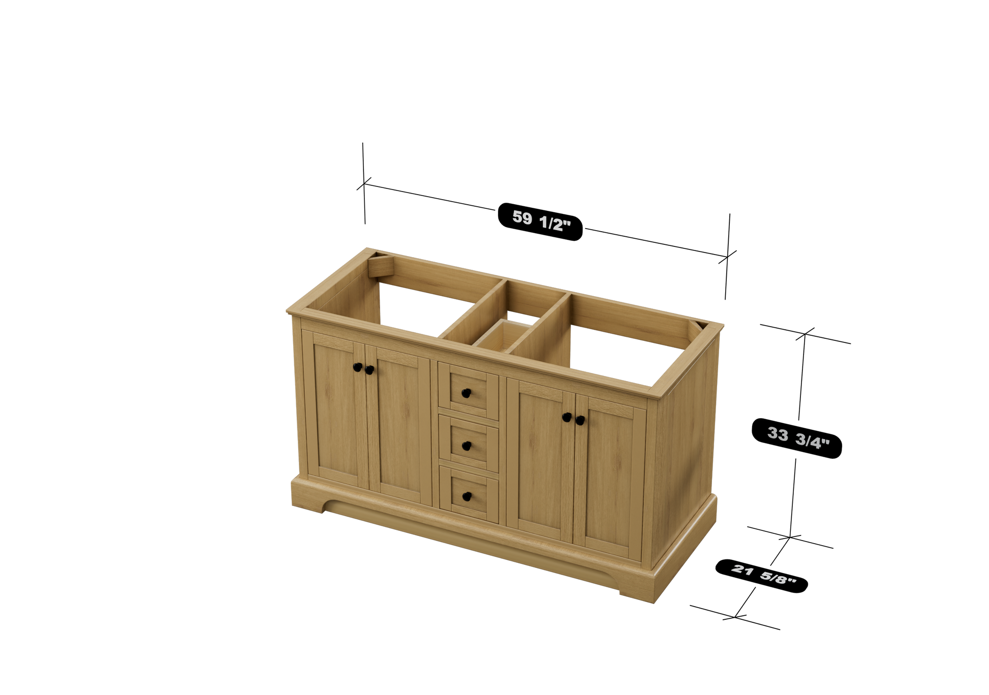 Marietta 59.5 inch Double Bathroom Vanity in Desert Oak - Cabinet Only Atlanta Vanity & Bathworks