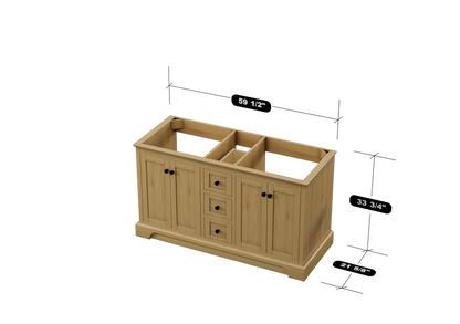 Marietta 59.5 inch Double Bathroom Vanity in Desert Oak - Cabinet Only Atlanta Vanity & Bathworks