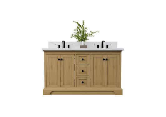 Marietta 59.5 inch Double Bathroom Vanity in Desert Oak - Cabinet Only Atlanta Vanity & Bathworks