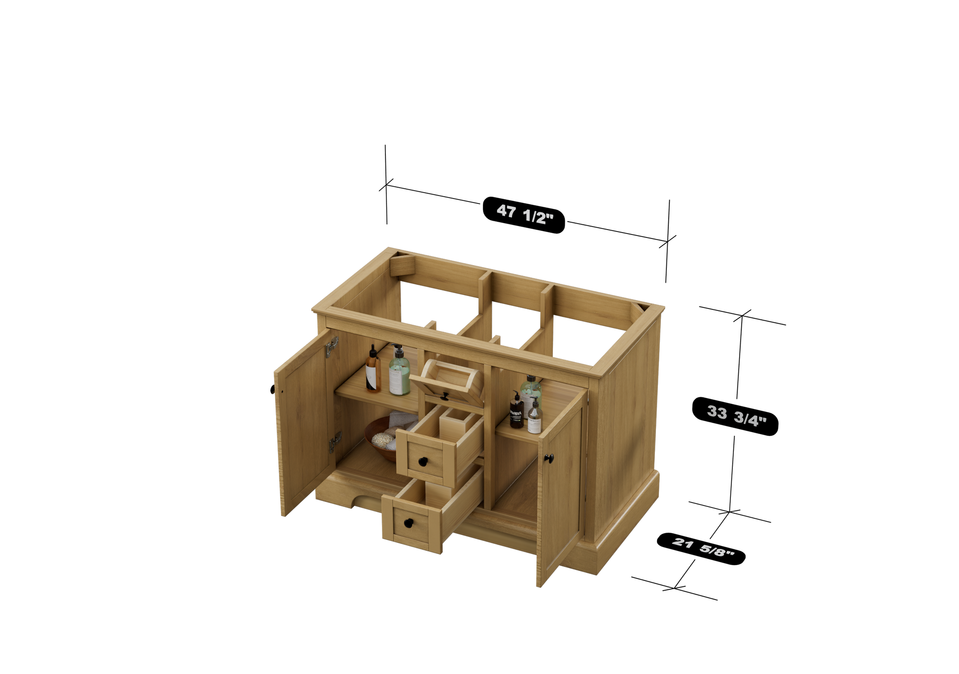 Marietta 47.5 inch Single or Double Bathroom Vanity in Desert Oak - Cabinet Only Atlanta Vanity & Bathworks