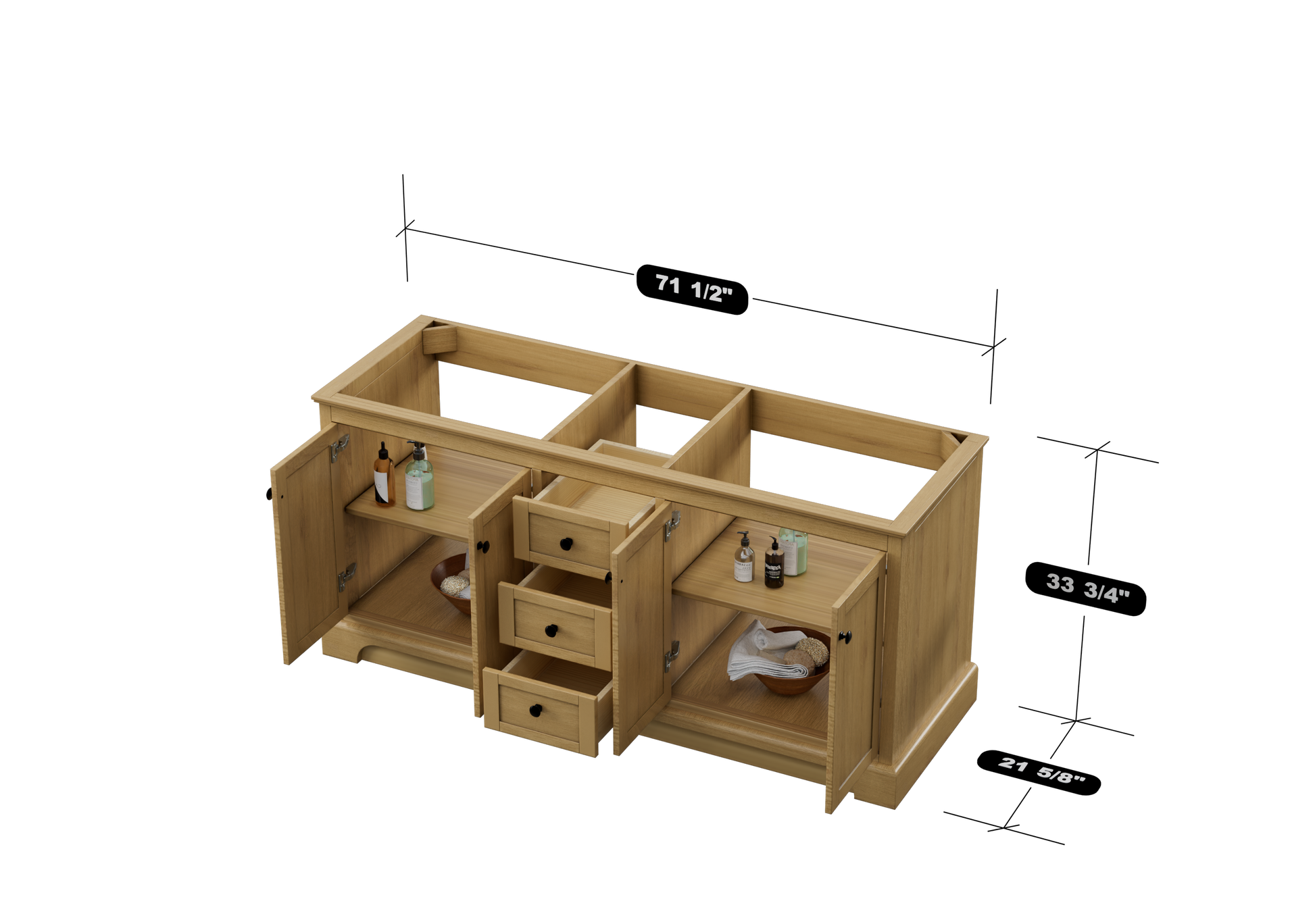 Marietta 71.5 inch Double Bathroom Vanity in Desert Oak - Cabinet Only Atlanta Vanity & Bathworks