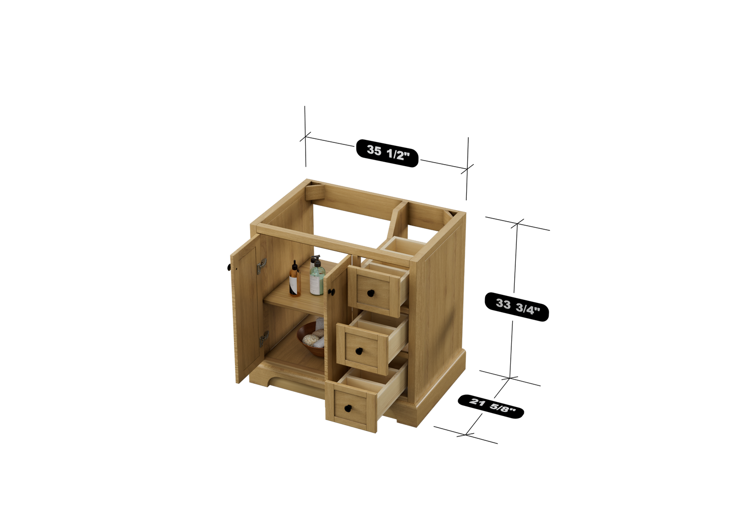 Marietta 35.5 inch Bathroom Vanity in Desert Oak - Cabinet Only Atlanta Vanity & Bathworks