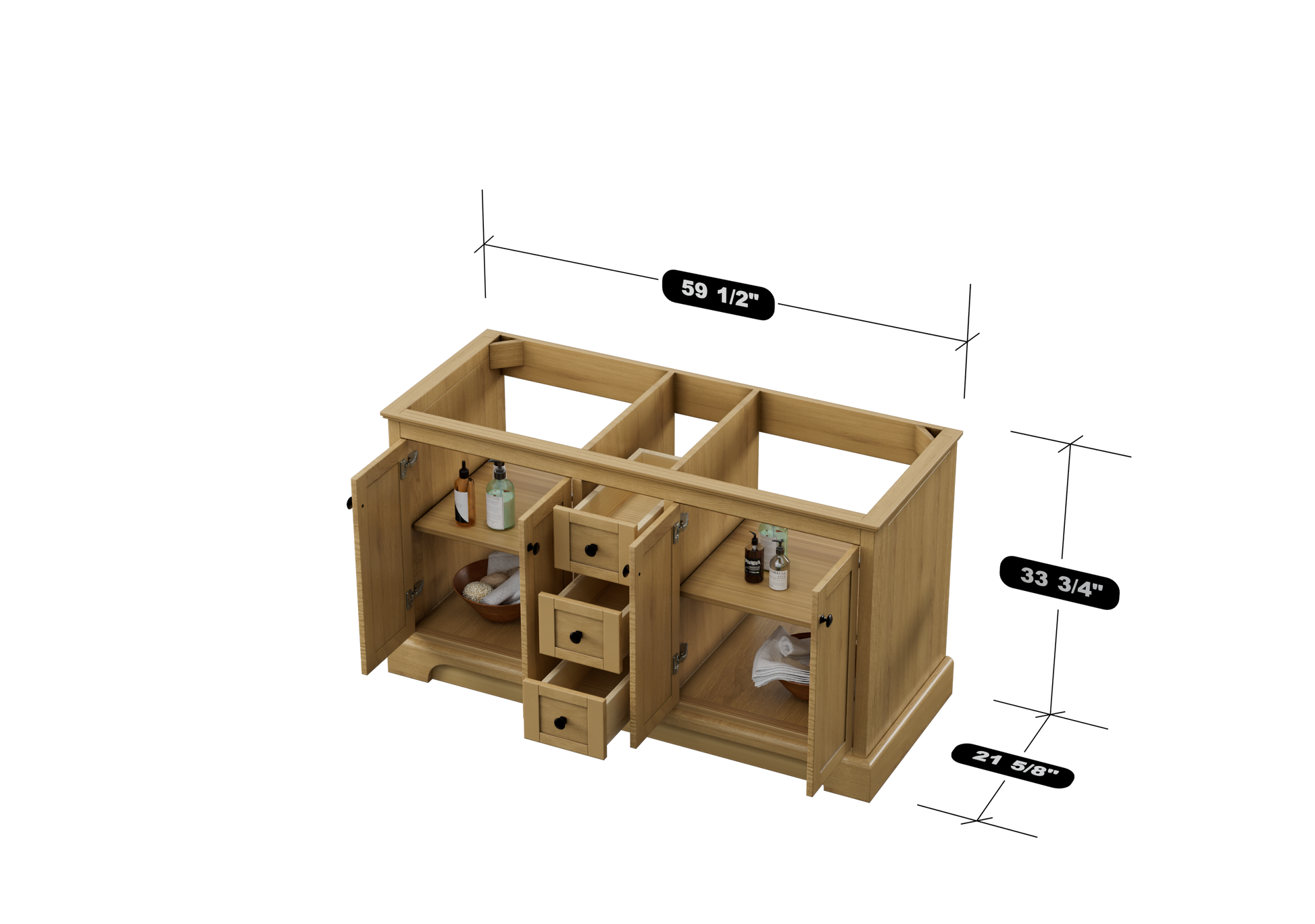 Marietta 59.5 inch Double Bathroom Vanity in Desert Oak - Cabinet Only Atlanta Vanity & Bathworks