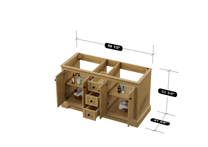 Marietta 59.5 inch Double Bathroom Vanity in Desert Oak - Cabinet Only Atlanta Vanity & Bathworks