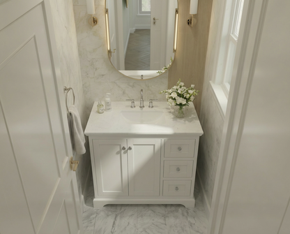 Marietta 35.5 inch Bathroom Vanity in White- Cabinet Only