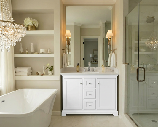 Marietta 47.5 inch Single or Double Bathroom Vanity in White- Cabinet Only