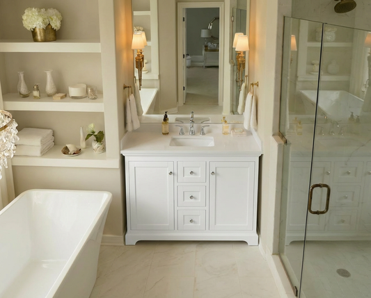 Marietta 41.5 inch Single Bathroom Vanity in White - Cabinet Only