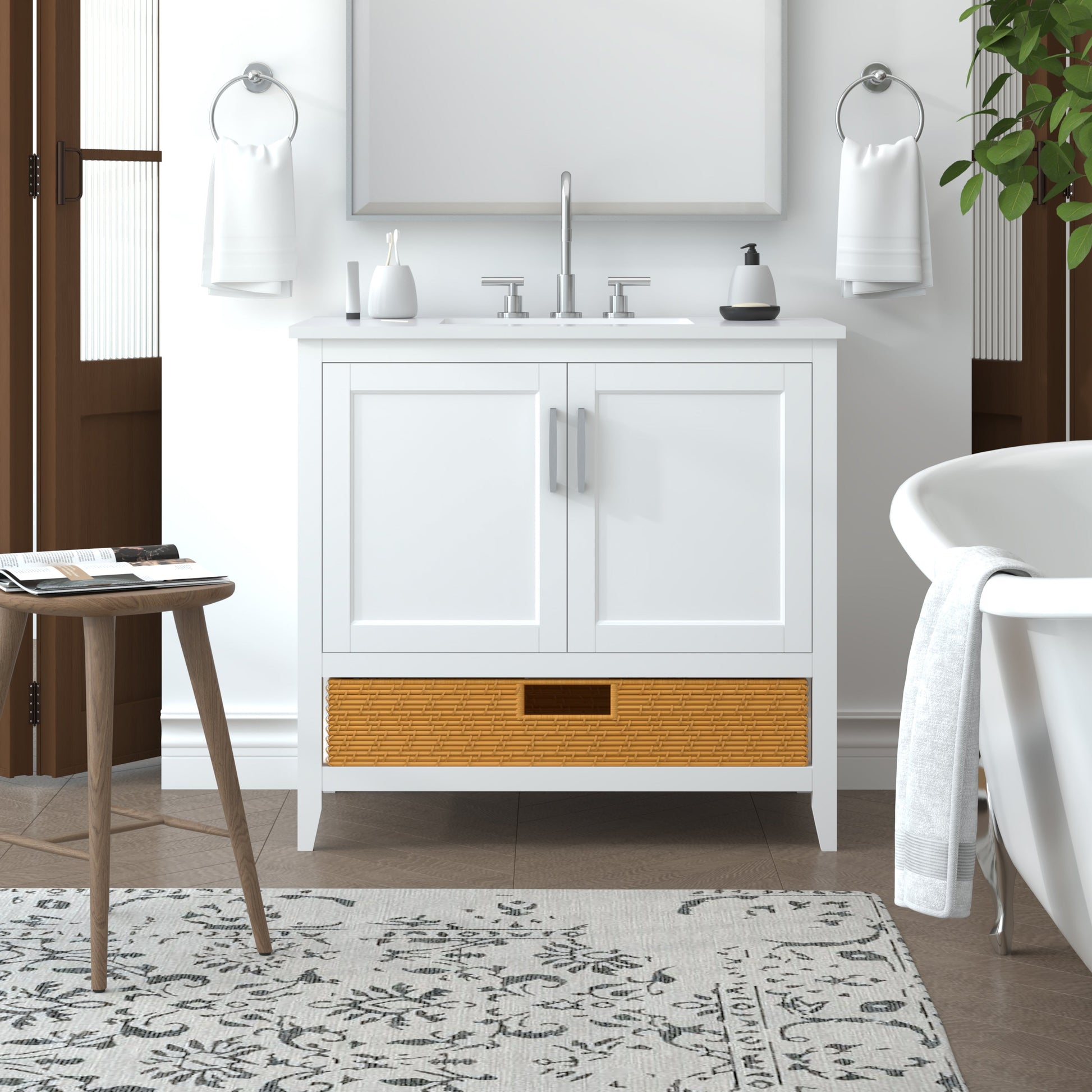 Nearmé New York 35.5 Inch Bathroom Vanity in White- Cabinet Only Nearmé