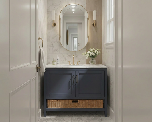 Nearmé New York 35.5 Inch Bathroom Vanity in Blue- Cabinet Only