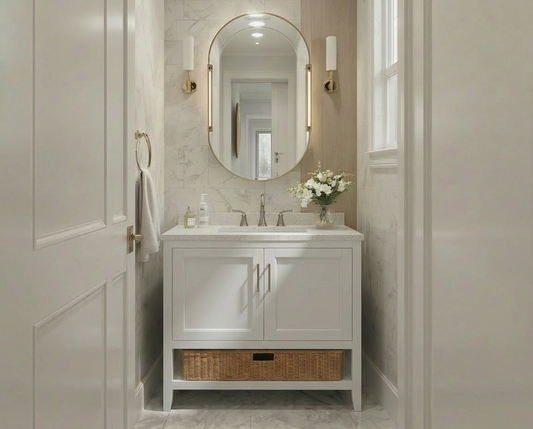 Nearmé New York 29.5 Inch Bathroom Vanity in White- Cabinet Only