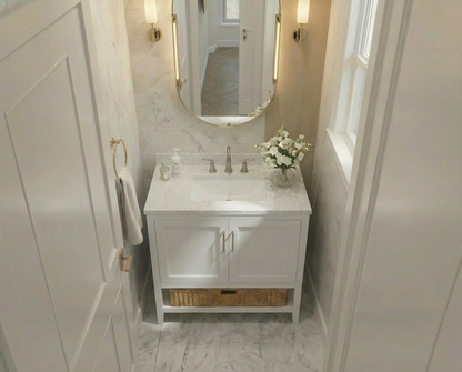 Nearmé New York 29.5 Inch Bathroom Vanity in White- Cabinet Only