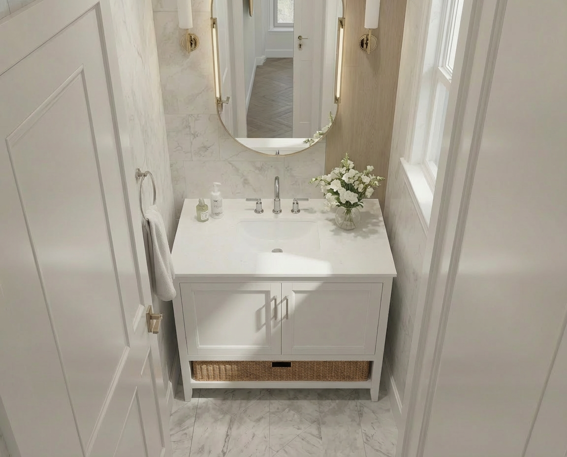 Nearmé New York 35.5 Inch Bathroom Vanity in White- Cabinet Only