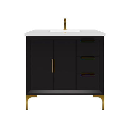 Oxford 35.5 Inch Bathroom Vanity in Black ER VANITIES