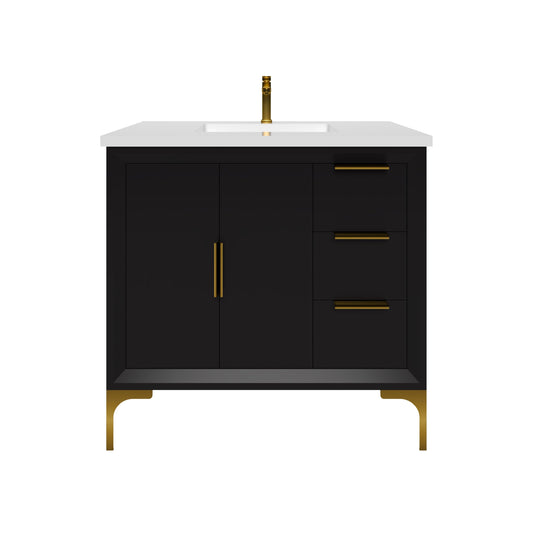 Oxford 35.5 Inch Bathroom Vanity in Black ER VANITIES