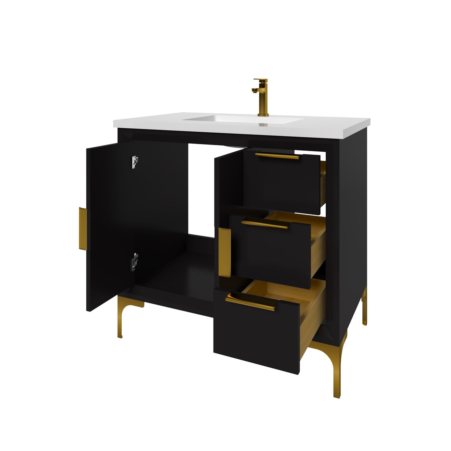 Oxford 35.5 Inch Bathroom Vanity in Black ER VANITIES
