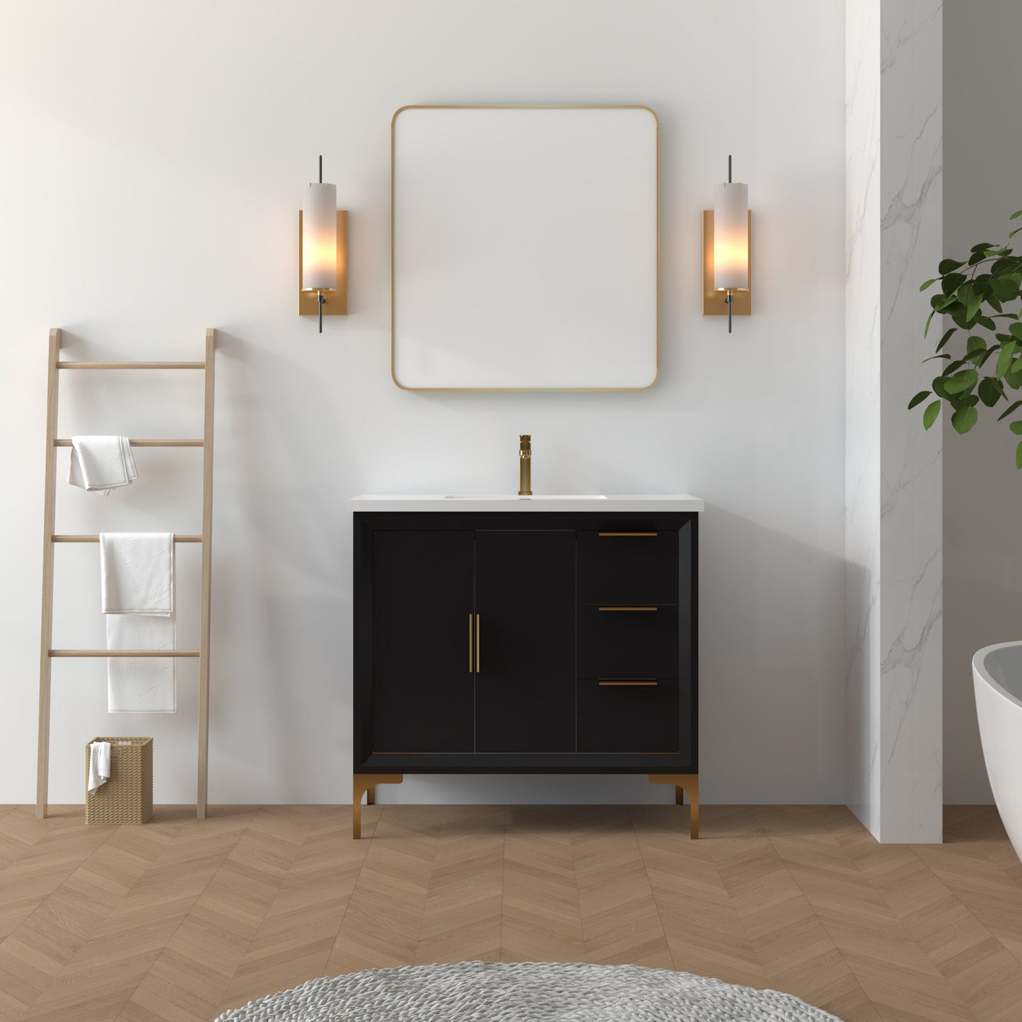 Oxford 35.5 Inch Bathroom Vanity in Black ER VANITIES