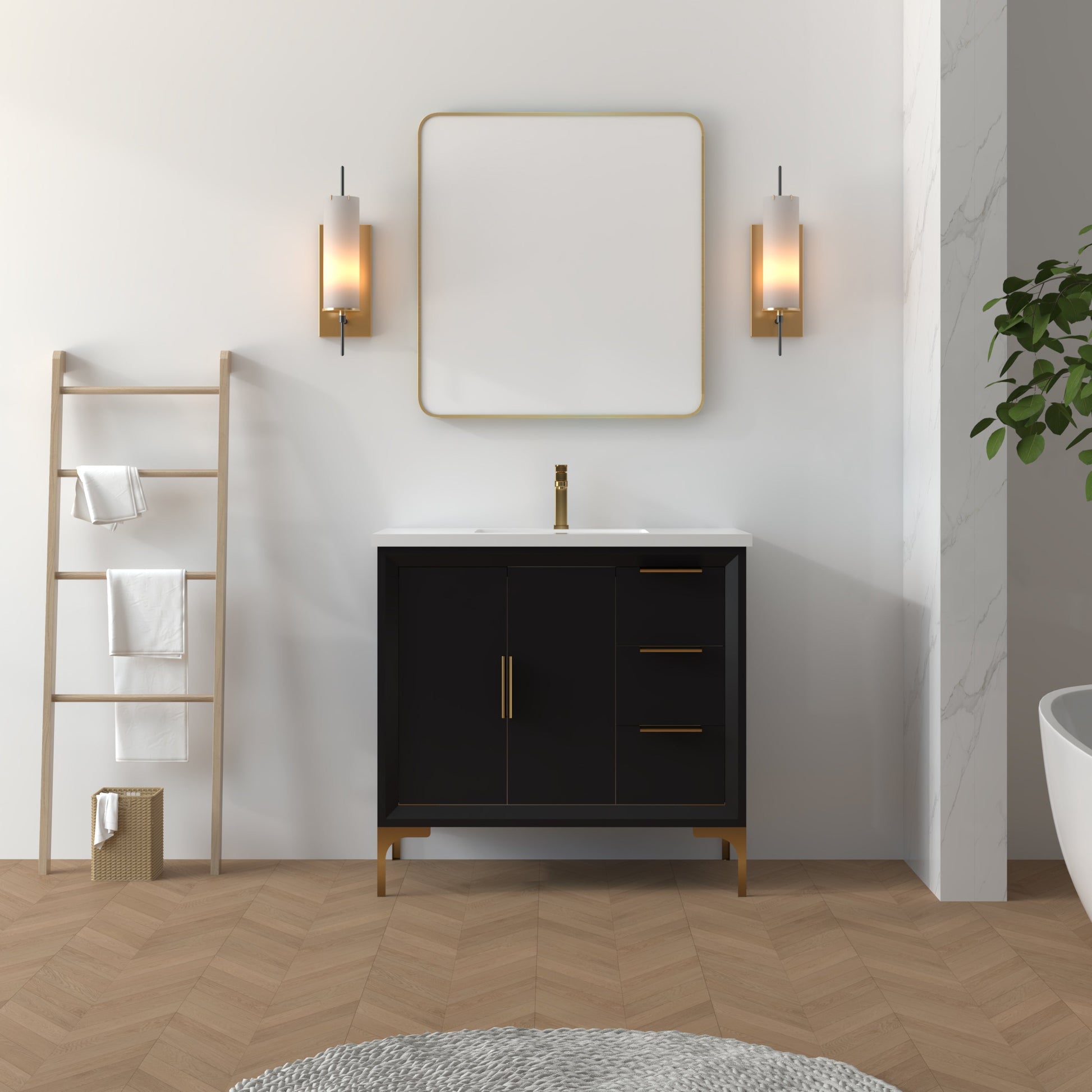 Oxford 35.5 Inch Bathroom Vanity in Black ER VANITIES