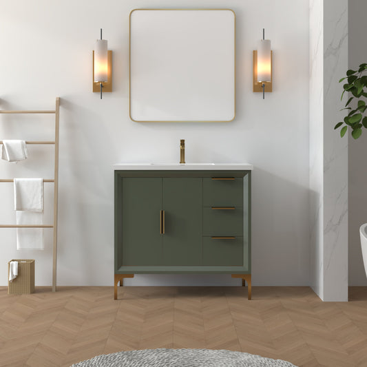 Oxford 35.5 Inch Bathroom Vanity in Sage Green ER VANITIES