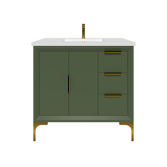 Oxford 35.5 Inch Bathroom Vanity in Sage Green ER VANITIES