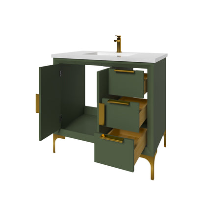 Oxford 35.5 Inch Bathroom Vanity in Sage Green ER VANITIES