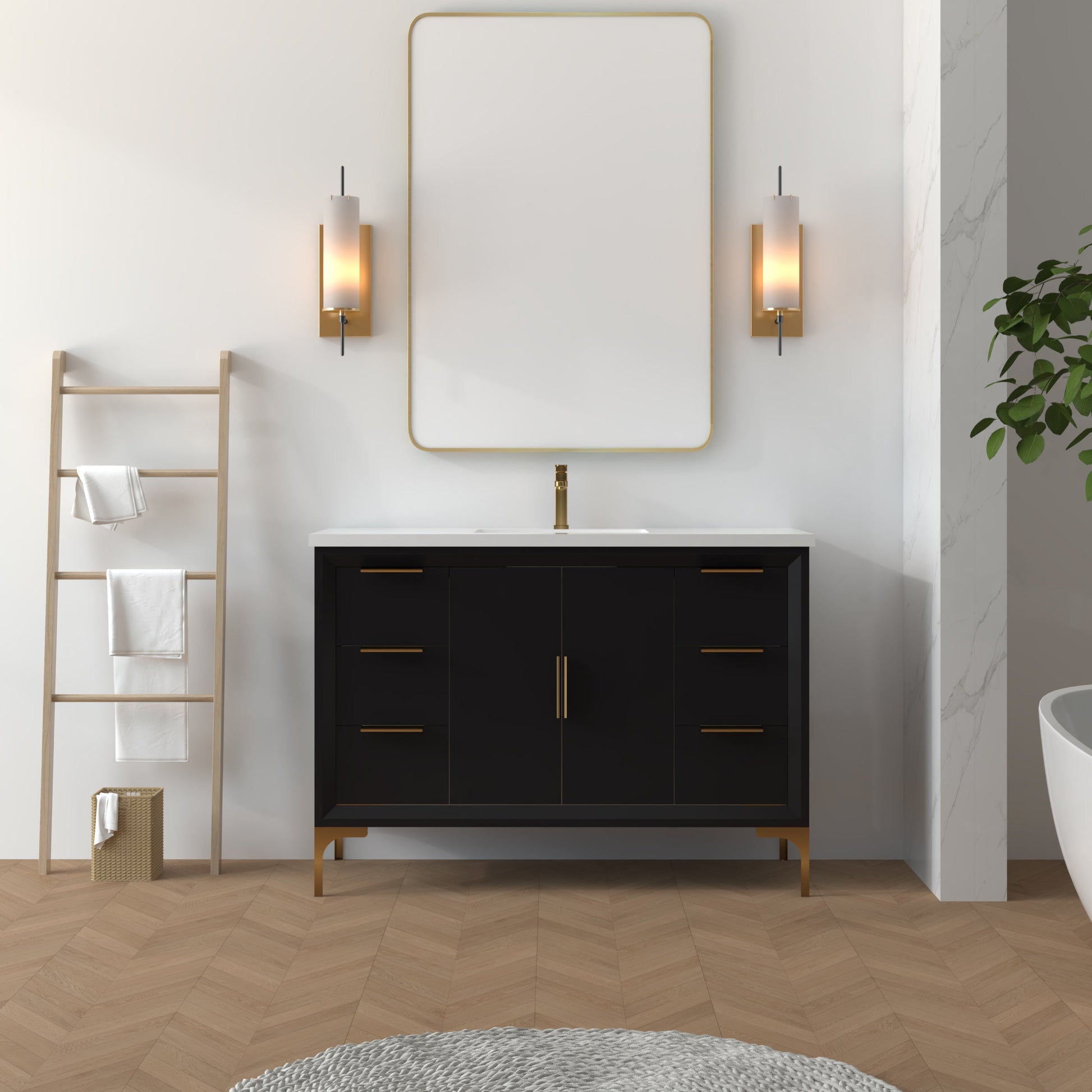 Oxford 47.5 Inch Bathroom Vanity in Black ER VANITIES