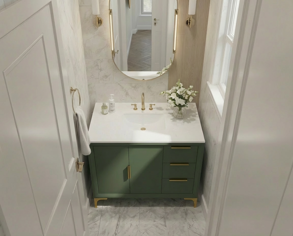 Oxford 35.5 Inch Bathroom Vanity in Sage Green