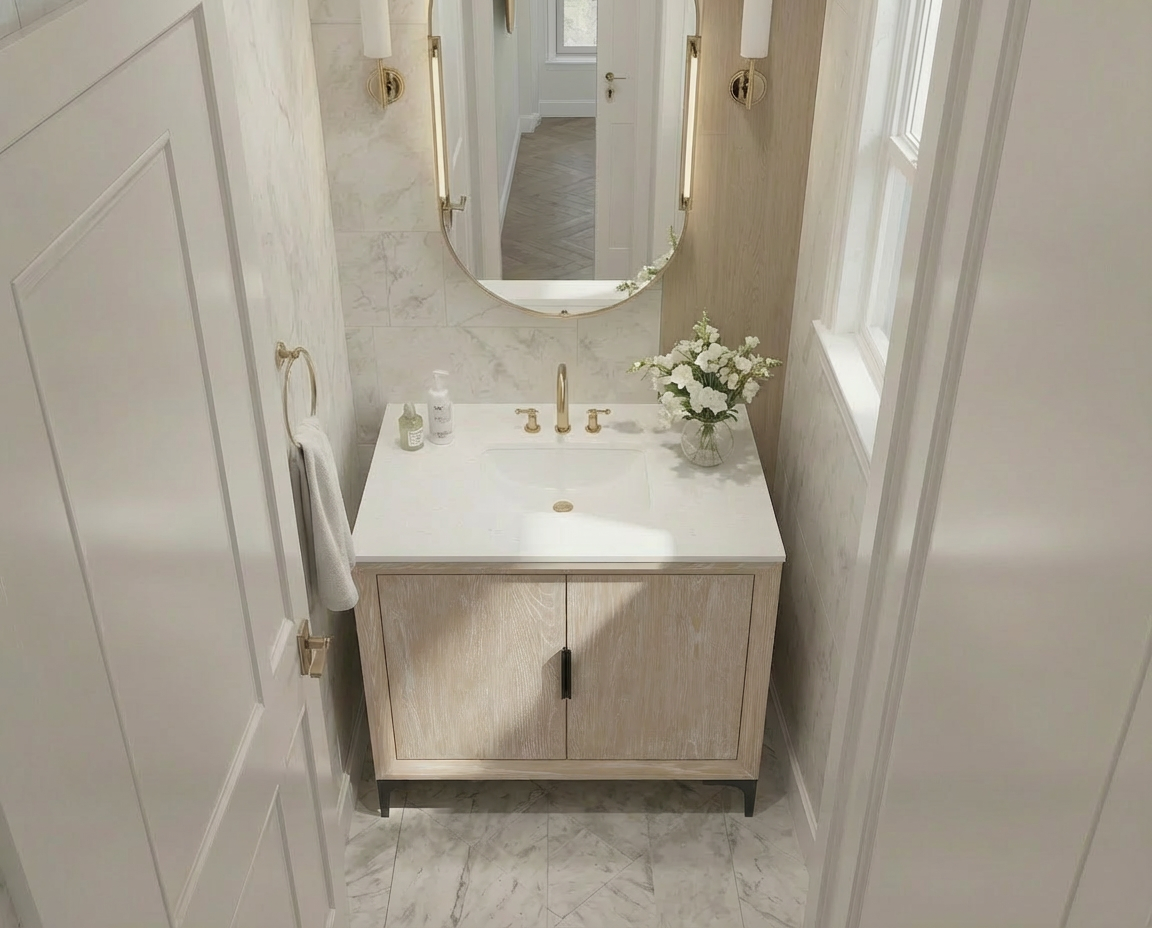 Oxford 29.5 Inch Bathroom Vanity in Whitewashed Ash