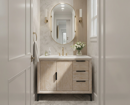 Oxford 35.5 Inch Bathroom Vanity in Whitewashed Ash