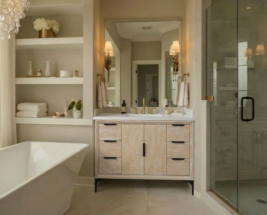 Oxford 41.5 Inch Bathroom Vanity in Whitewashed Ash
