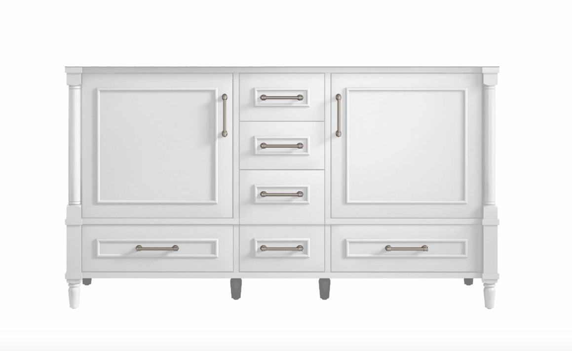 Atlanta 59.5 inch Double Bathroom Vanity in White- Cabinet Only Atlanta Vanity & Bathworks