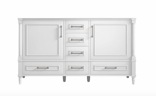 Atlanta 59.5 inch Double Bathroom Vanity in White- Cabinet Only Atlanta Vanity & Bathworks