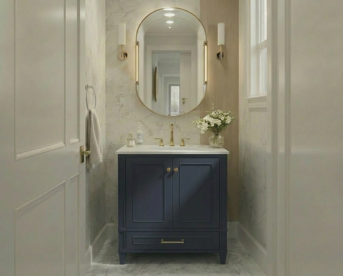 Windsor 29.5 in All Wood Vanity in Navy Blue - Cabinet Only