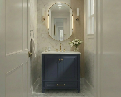 Windsor 29.5 in All Wood Vanity in Navy Blue - Cabinet Only