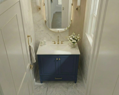 Windsor 29.5 in All Wood Vanity in Navy Blue - Cabinet Only