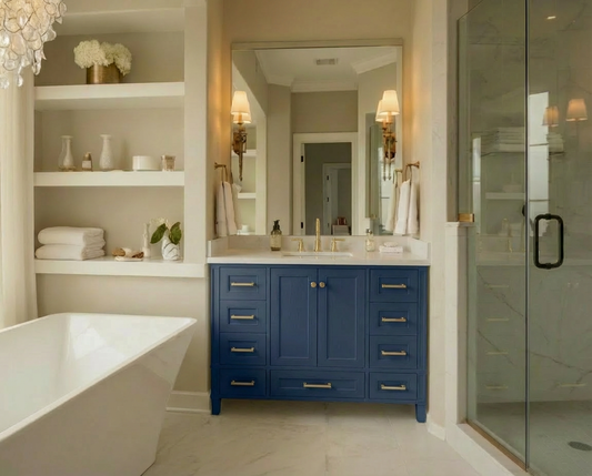 Windsor 47.5 in All Wood Vanity in Navy Blue - Cabinet Only