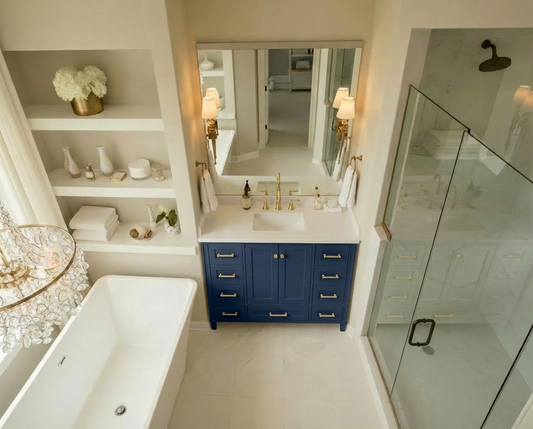 Windsor 47.5 in All Wood Vanity in Navy Blue - Cabinet Only