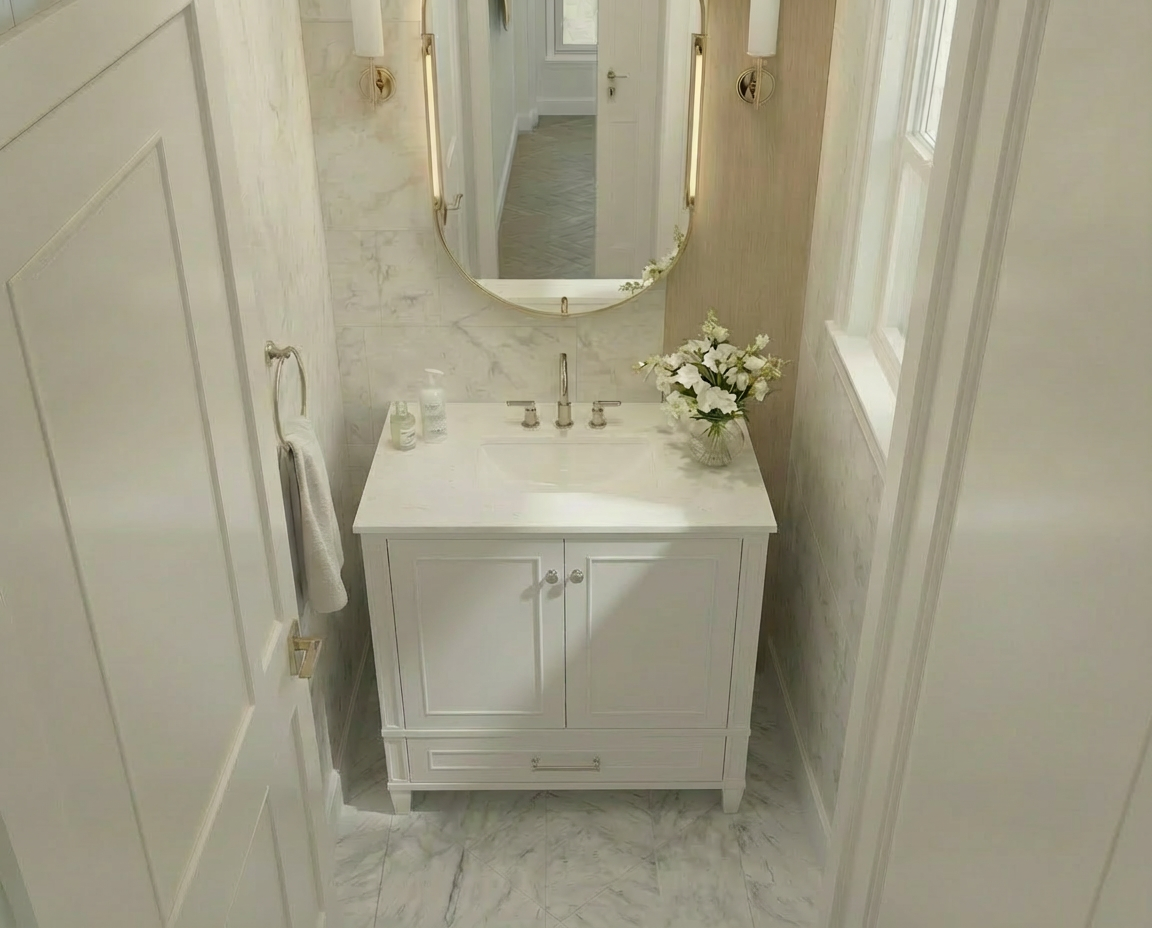 Windsor 29.5 in All Wood Vanity in Bright White - Cabinet Only