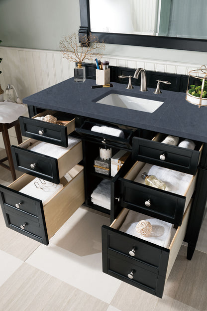 Renovate for Less Atlanta Brittany 48" Single Vanity, Black Onyx w/ 3 CM Charcoal Soapstone Silestone Top
