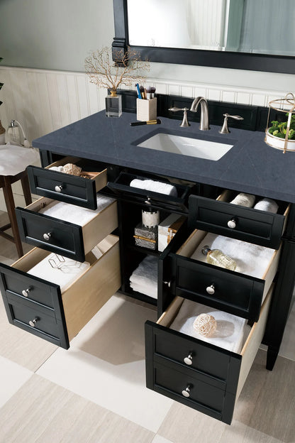 Brittany 48" Single Vanity, Black Onyx w/ 3 CM Charcoal Soapstone Silestone Top