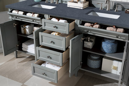 Renovate for Less Atlanta Brittany 72" Double Vanity, Urban Gray w/ 3 CM Charcoal Soapstone Silestone Top