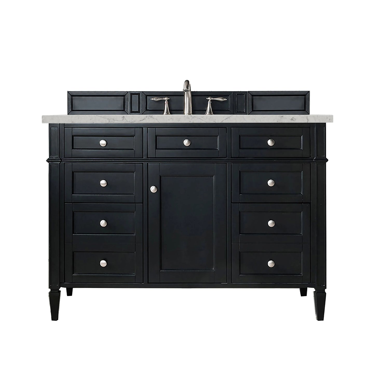 Brittany 48" Single Vanity, Black Onyx w/ 3 CM Eternal Jasmine Pearl Silestone Top