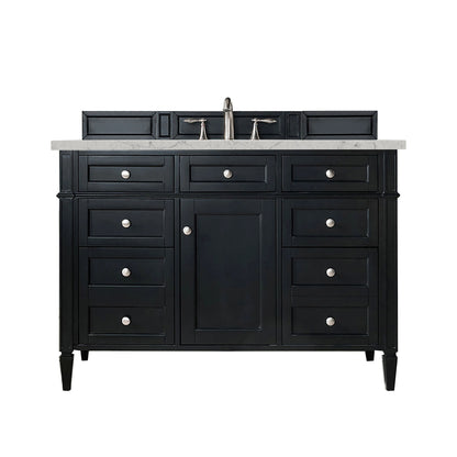 Brittany 48" Single Vanity, Black Onyx w/ 3 CM Eternal Jasmine Pearl Silestone Top