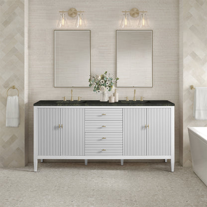 Renovate for Less Atlanta Myrrin 72" Vanity, Bright White, w/ 3 CM Phantome Eclos Top